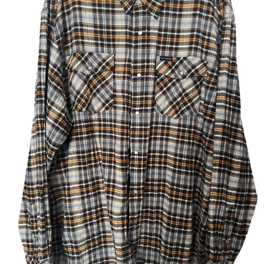 Rocawear Plaid snap front classic relaxed closet staple size 2XLarge
